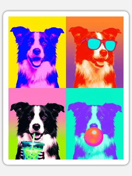 Hunde Border Collie Hund - Sticker Größe S (10 x 10 cm) - Mattweiß