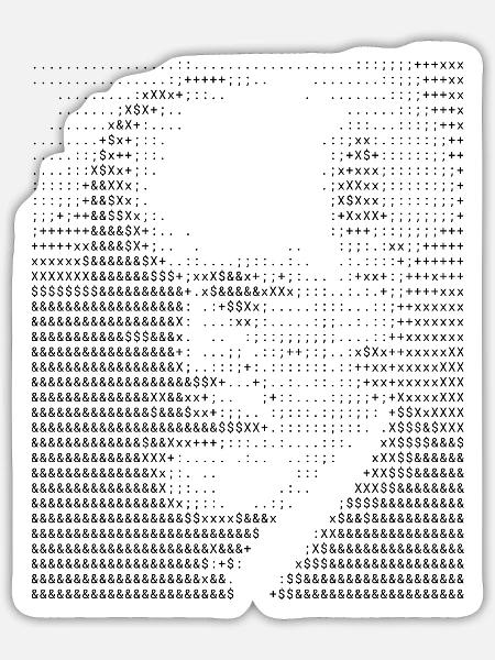 Freud ASCII Kunstporträt - Sticker Größe S (10 x 10 cm) - Mattweiß