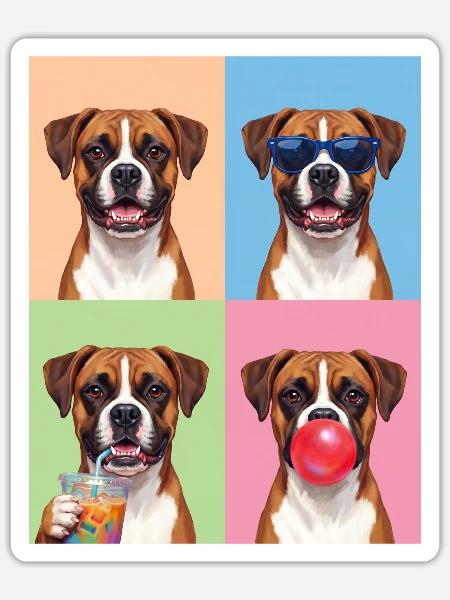 Hunde Boxer Hund - Sticker Größe S (10 x 10 cm) - Mattweiß