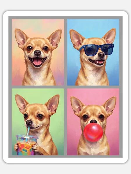 Hunde Chihuahua Hund - Sticker Größe S (10 x 10 cm) - Mattweiß