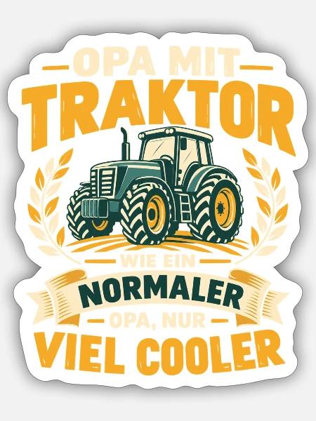 Opa Traktor Landwirt Geburtstag Geschenk - Sticker Größe S (10 x 10 cm) - Mattweiß