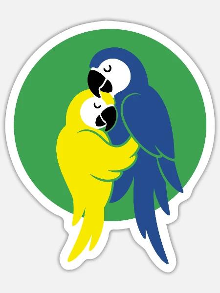Tanzende Papageien – Forro Paar - Sticker Größe S (10 x 10 cm) - Mattweiß