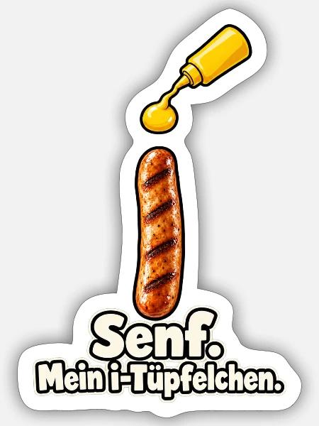 Senf als i-Tüpfelchen - Sticker Größe S (10 x 10 cm) - Mattweiß