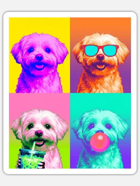 Hunde Malteser Hund - Sticker Größe S (10 x 10 cm) - Mattweiß