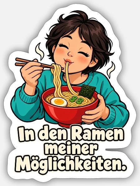 Ramen-Wortspiel – Frau - Sticker Größe S (10 x 10 cm) - Mattweiß