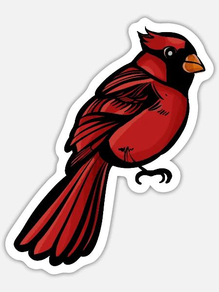 Crimson Cardinal auf Schwarz - Sticker Größe S (10 x 10 cm) - Mattweiß