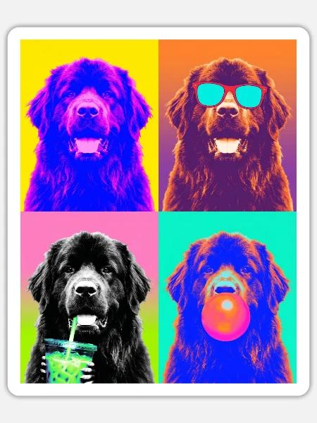 Hunde Neufundländer Hund - Sticker Größe S (10 x 10 cm) - Mattweiß