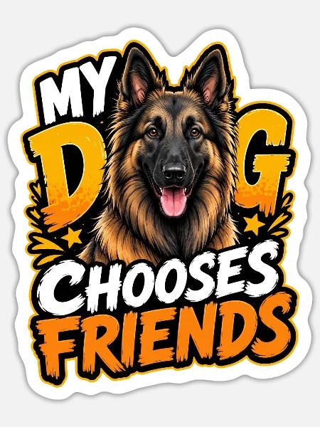 Belgischer Schäferhund - Sticker Größe S (10 x 10 cm) - Mattweiß