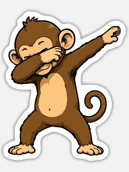 DabAffe Cartoon - Sticker Größe S (10 x 10 cm) - Mattweiß