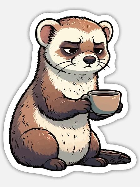 Frettchen Frettchenhalter Frettchenbesitzer - Sticker Größe S (10 x 10 cm) - Mattweiß