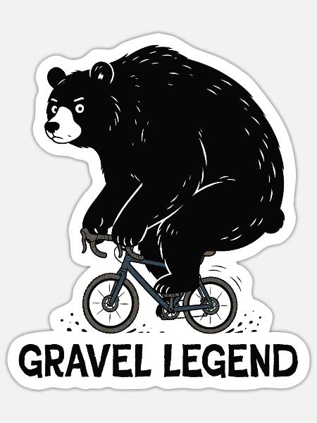 Gravel Legend – Funny Bear Cyclist - Sticker Größe S (10 x 10 cm) - Mattweiß