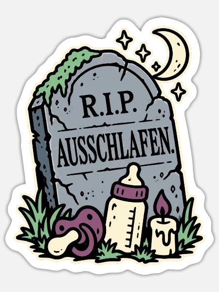 RIP Ausschlafen Eltern - Sticker Größe S (10 x 10 cm) - Mattweiß