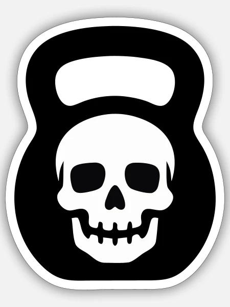 Totenkopf Kettlebell Logo - Sticker Größe S (10 x 10 cm) - Mattweiß