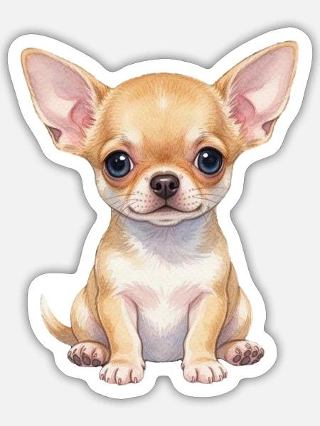 Chihuahua Welpe Hundebaby Geschenkidee - Sticker Größe S (10 x 10 cm) - Mattweiß