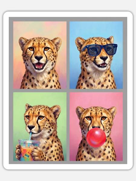 Geparde Gepard - Sticker Größe S (10 x 10 cm) - Mattweiß
