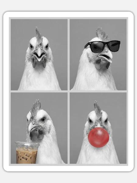Hühner Huhn - Sticker Größe S (10 x 10 cm) - Mattweiß