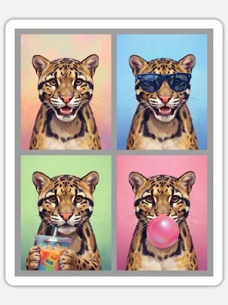 Nebelparder Clouded Leopard - Sticker Größe S (10 x 10 cm) - Mattweiß