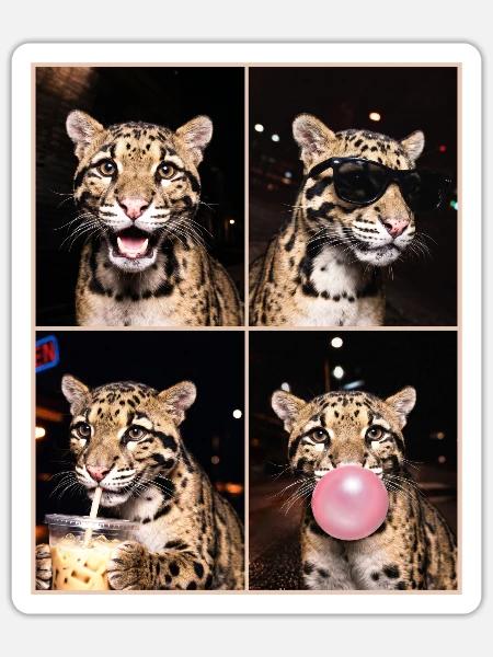 Nebelparder Clouded Leopard - Sticker Größe S (10 x 10 cm) - Mattweiß