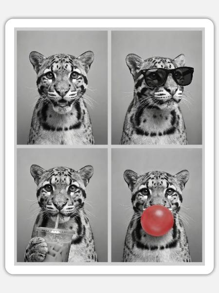 Nebelparder Clouded Leopard - Sticker Größe S (10 x 10 cm) - Mattweiß