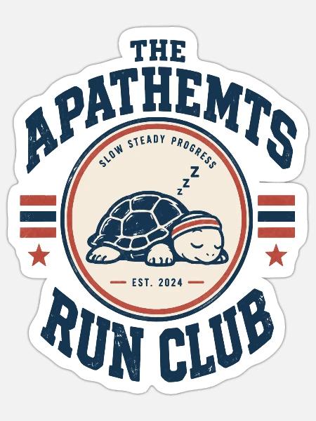 APATHETMTS Run Club Schildkröte - Sticker Größe S (10 x 10 cm) - Mattweiß