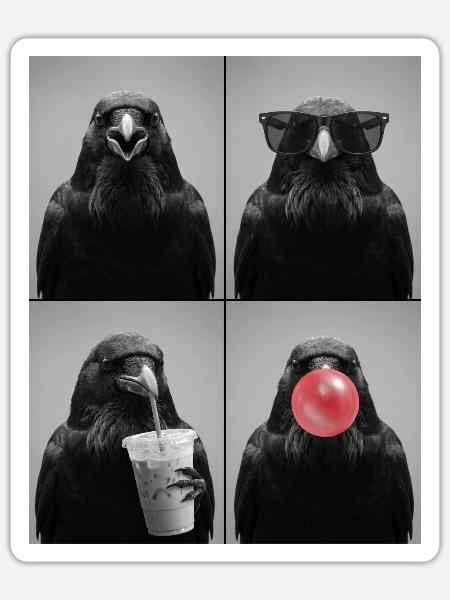 Krähen Krähe - Sticker Größe S (10 x 10 cm) - Mattweiß