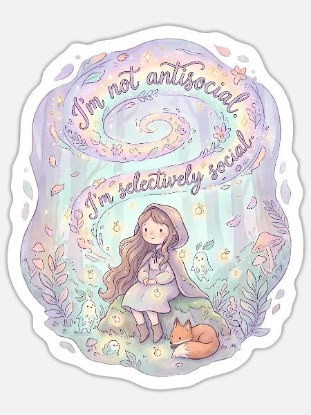 Süßes Fuchsmädchen selektiv sozial - Sticker Größe S (10 x 10 cm) - Mattweiß