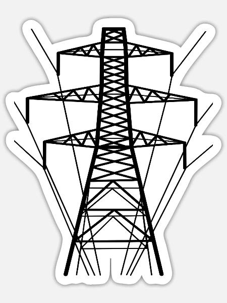 Strommast Weiße Silhouette - Sticker Größe S (10 x 10 cm) - Mattweiß