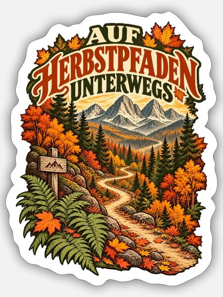 Auf Herbstpfaden unterwegs - Sticker Größe S (10 x 10 cm) - Mattweiß