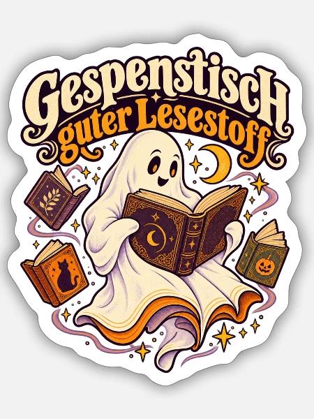 Gespenstisch guter Lesestoff - Sticker Größe S (10 x 10 cm) - Mattweiß