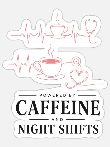 Kaffeeherz Nachtdienst Design - Sticker Größe S (10 x 10 cm) - Mattweiß