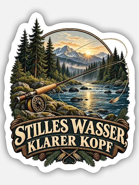 Stilles Wasser, klarer Kopf - Sticker Größe S (10 x 10 cm) - Mattweiß
