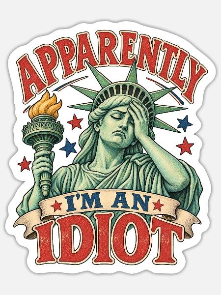 Patriotischer Sarkasmus-Freiheitsstatue Americana - Sticker Größe S (10 x 10 cm) - Mattweiß