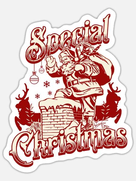 Besonderer Weihnachtsmann im Schornstein - Sticker Größe S (10 x 10 cm) - Mattweiß