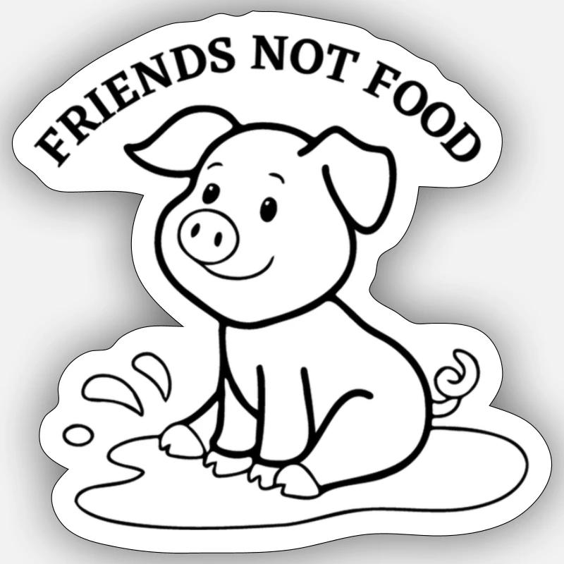 Amis pas nourriture - Sticker taille S (10 x 10 cm) - blanc mat