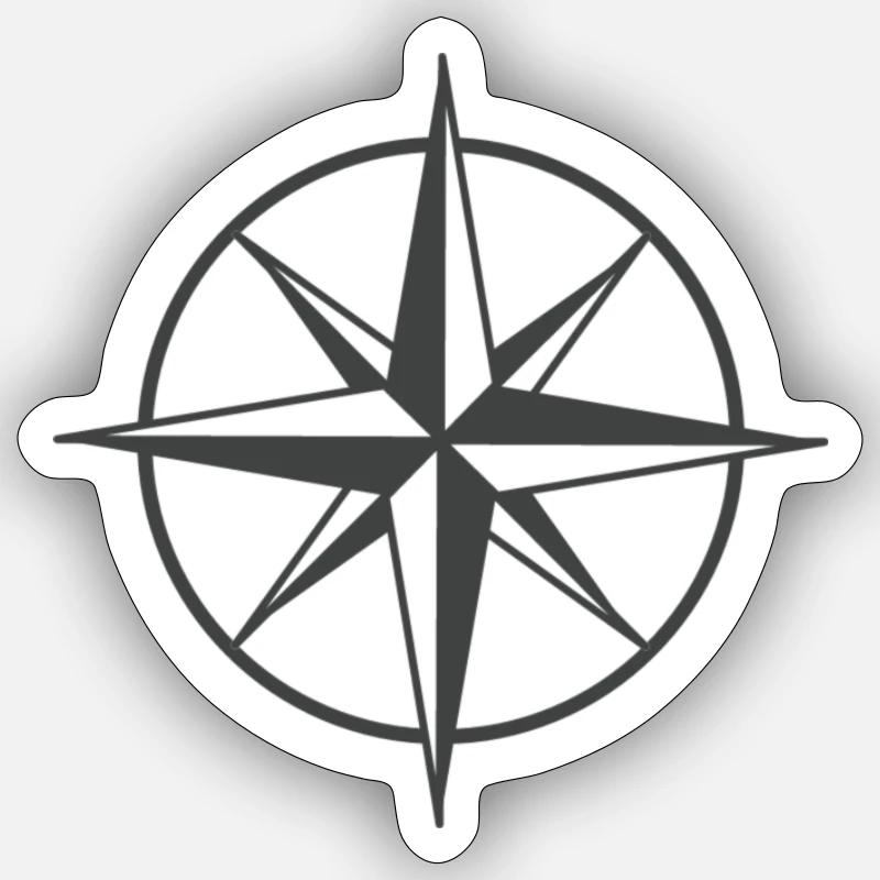 Kompass - Sticker Größe S (10 x 10 cm) - Mattweiß
