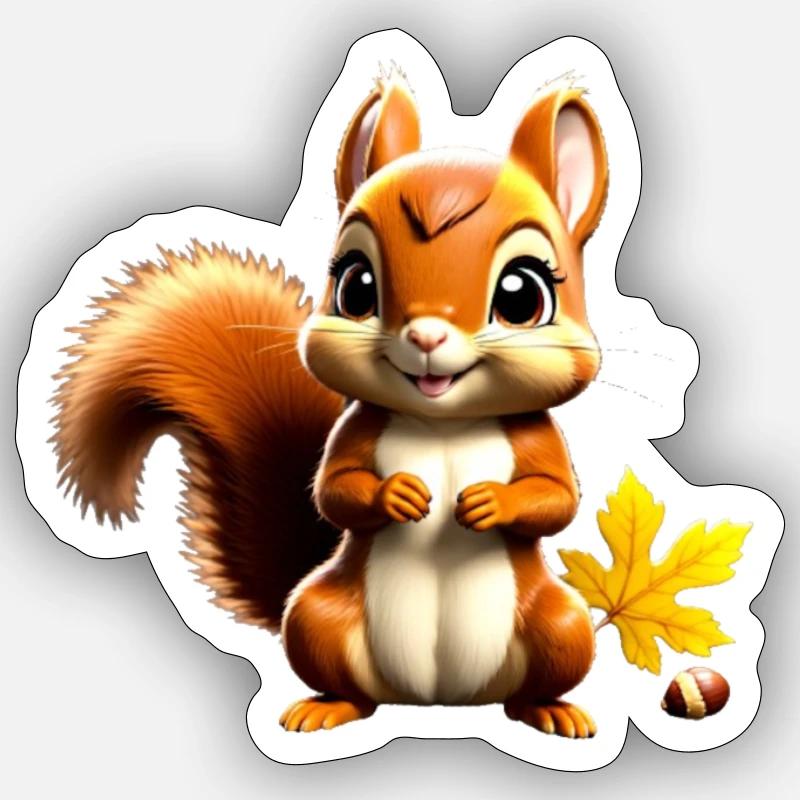 Bébé écureuil / Bébé écureuil Sticker taille S (10 x 10 cm)