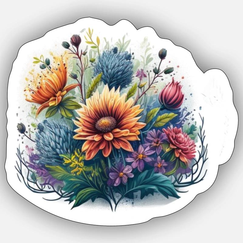 flower - Sticker Größe S (10 x 10 cm) - Mattweiß