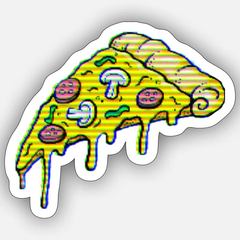 PIZZA - Sticker taille S (10 x 10 cm) - blanc mat