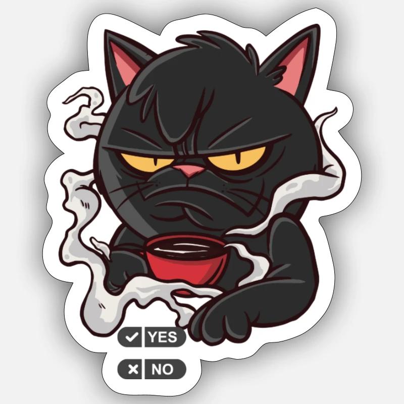 Chat drôle confus Sticker taille S (10 x 10 cm)