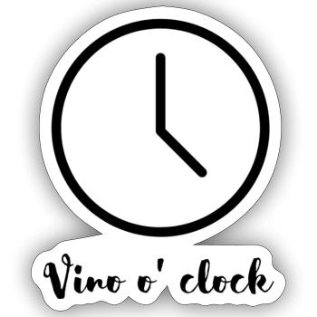 Vino o clock - Sticker Größe S (10 x 10 cm) - Mattweiß - Vorne