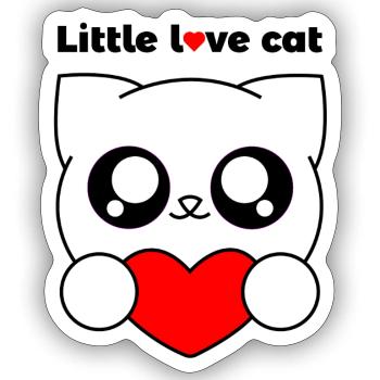 Little Love Cat Trasparent Schwarz - Sticker Größe S (10 x 10 cm) - Mattweiß - Vorne