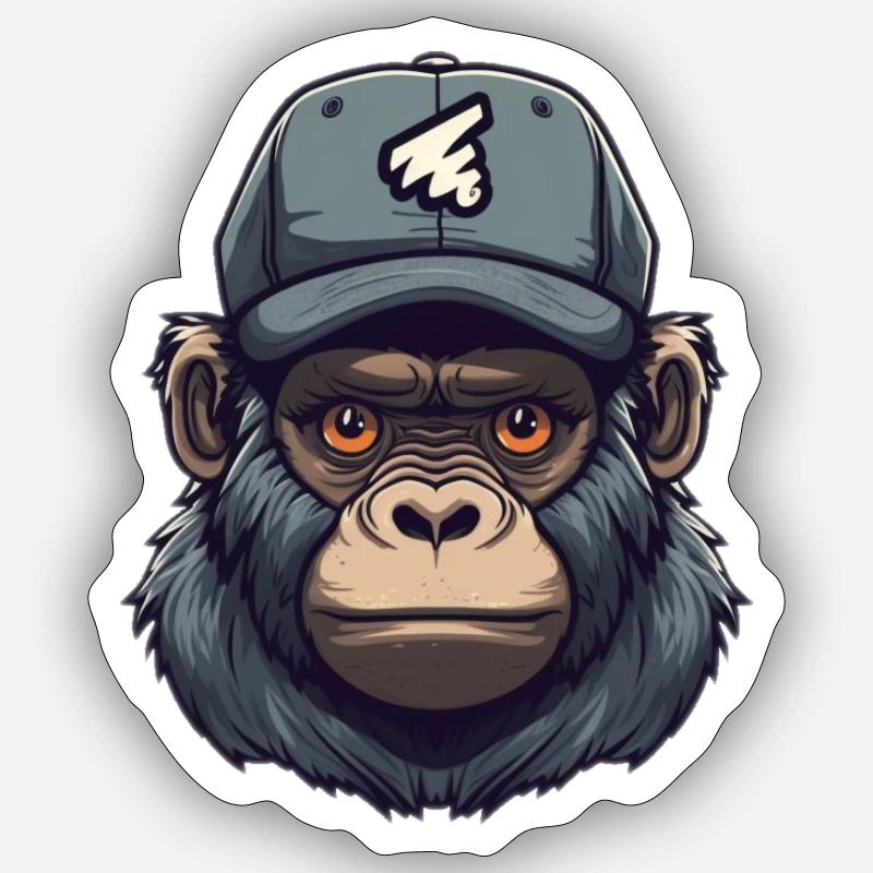 affe mit mütze Sticker Größe S (10 x 10 cm)