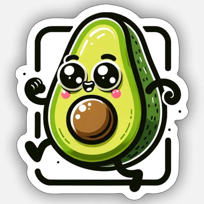 Süße Avocado - Sticker Größe S (10 x 10 cm) - Mattweiß