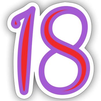 18. 18 YEARS OLD. 18th ANNIVERSARY. BIRTHDAY 18 YEARS. - Sticker size S (10 x 10 cm) - white matte - Front