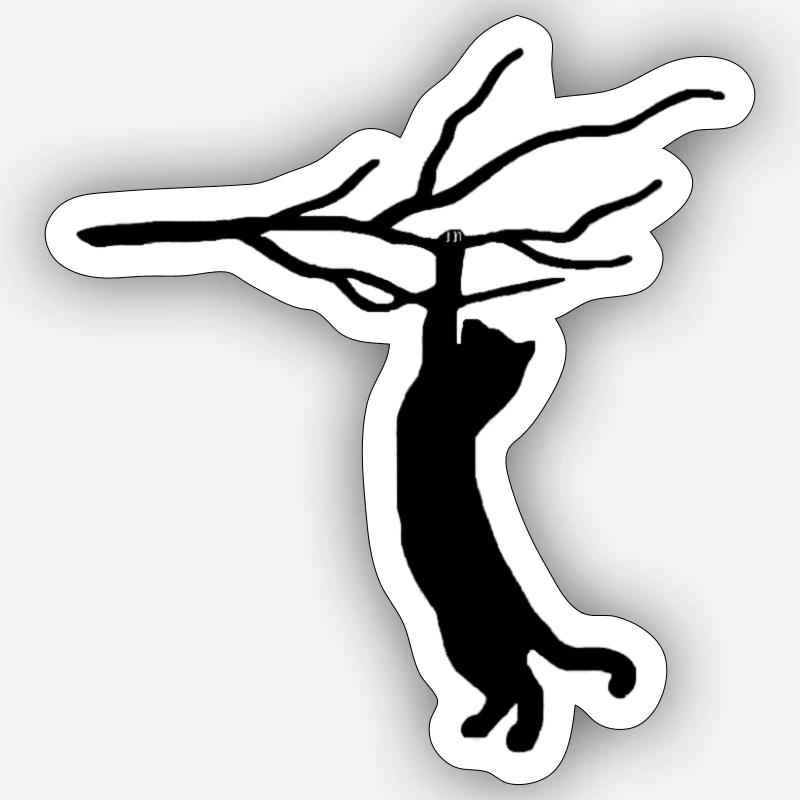 Chat perché BLACK Sticker taille S (10 x 10 cm)
