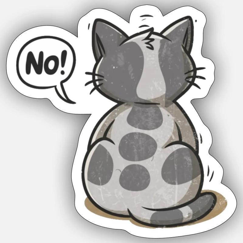 No! Cat - Sticker size S (10 x 10 cm) - white matte