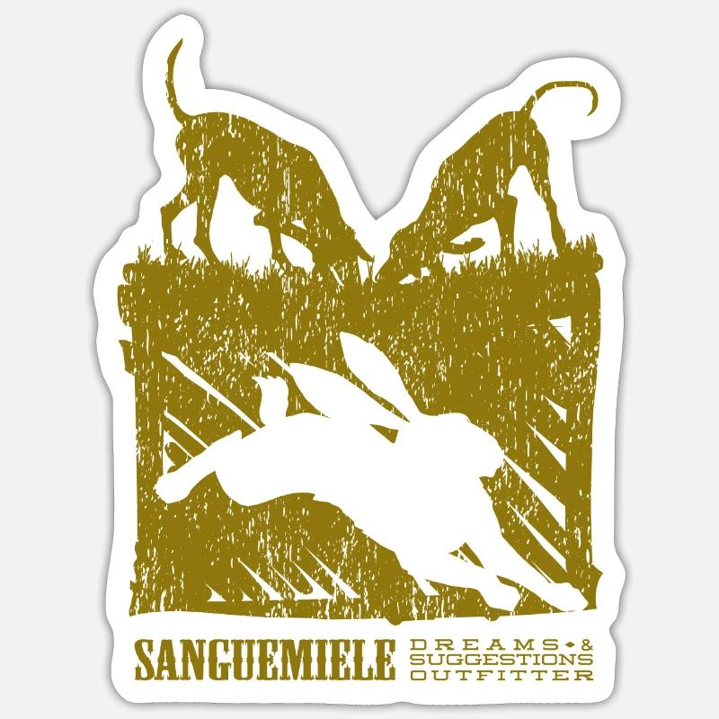 lepre e segugi chiara - Sticker formato S (10 x 10 cm) - bianco opaco