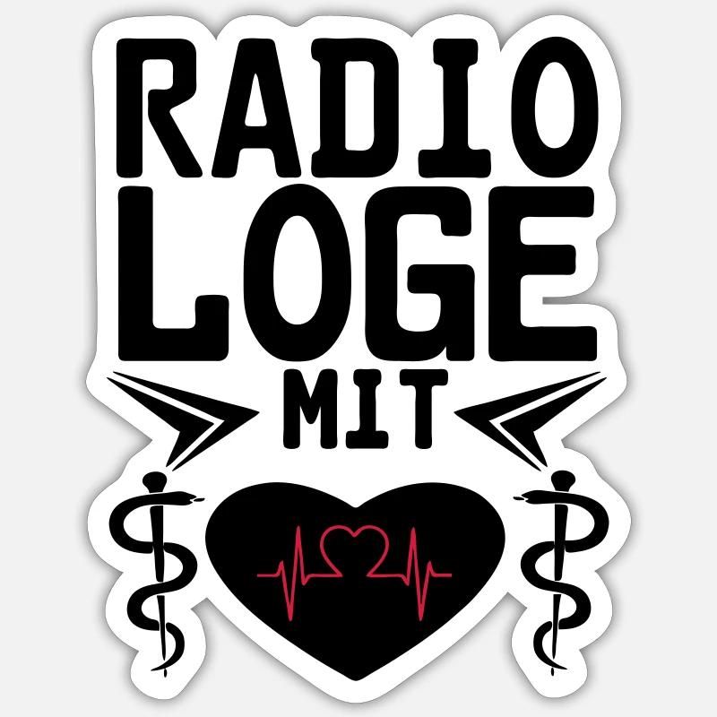 Radiologe mit Herz Geschenk - Sticker Größe S (10 x 10 cm) - Mattweiß