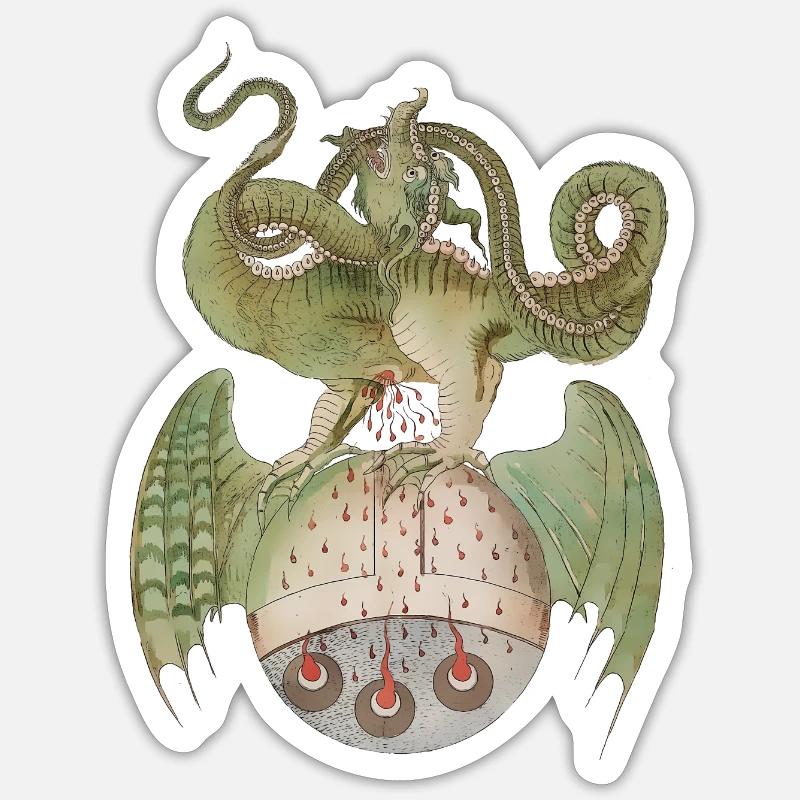 Mittelalter Drache - Sticker Größe S (10 x 10 cm) - Mattweiß