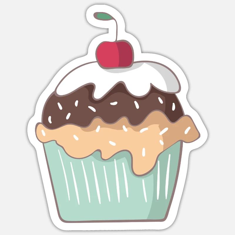 Cupcake - Sticker Größe S (10 x 10 cm) - Mattweiß